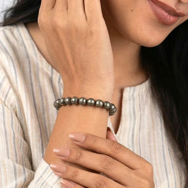 Raw Pyrite Bracelet + Free Evil Eye Bracelet