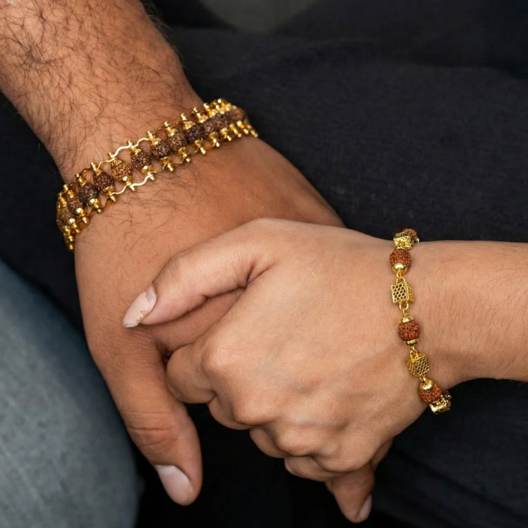 Sacred Gold Plated Rudraksha Couple Bracelets