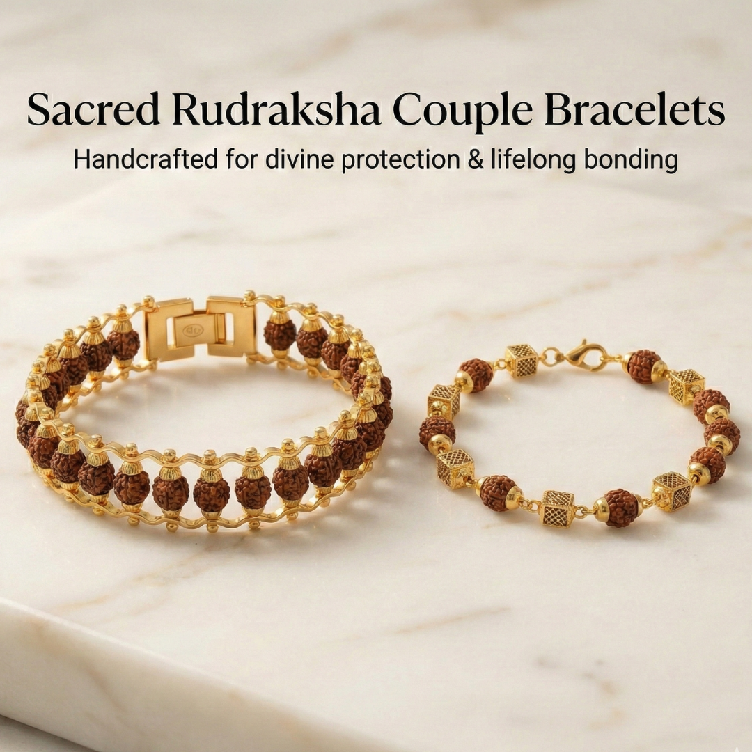 Sacred Gold Plated Rudraksha Couple Bracelets