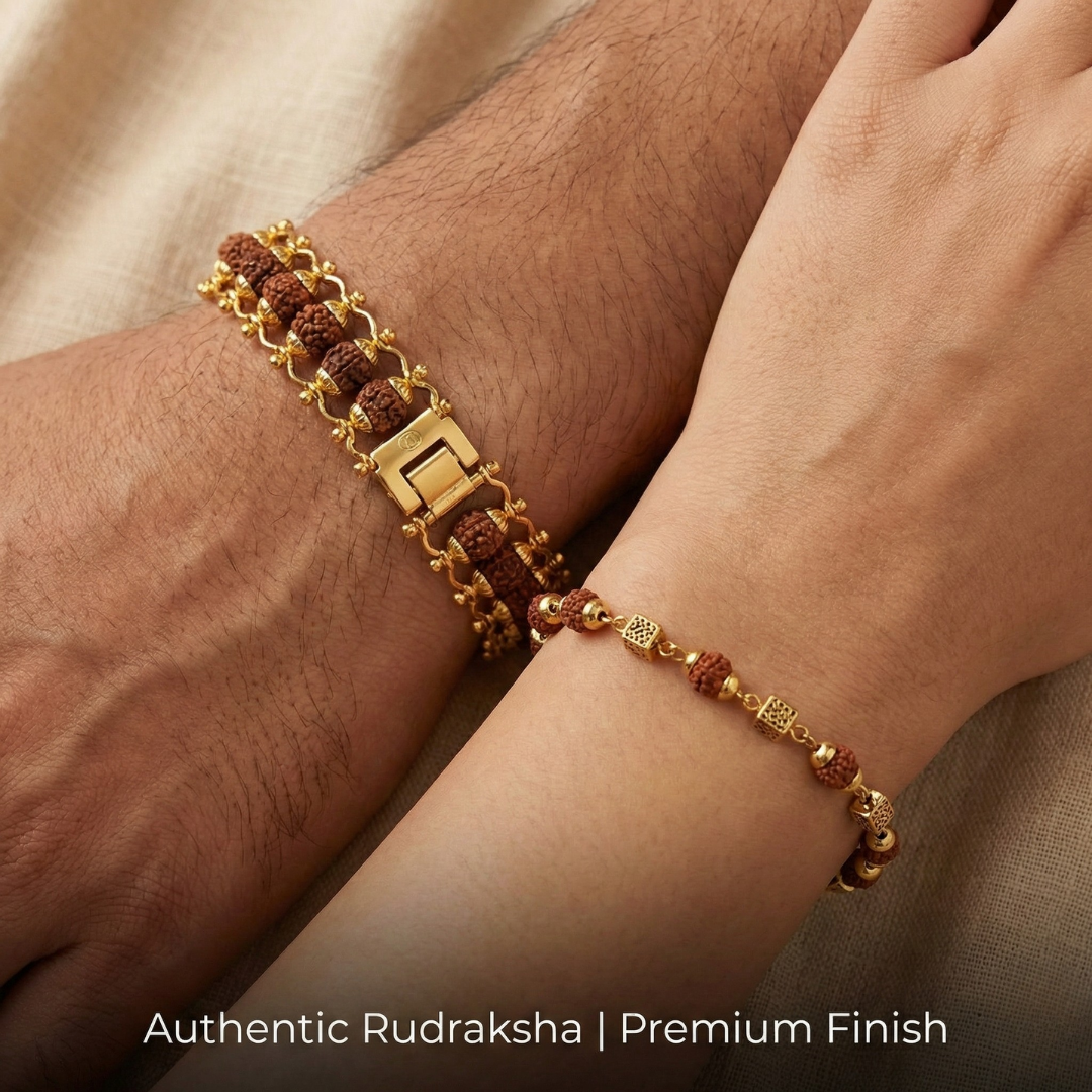 Sacred Gold Plated Rudraksha Couple Bracelets