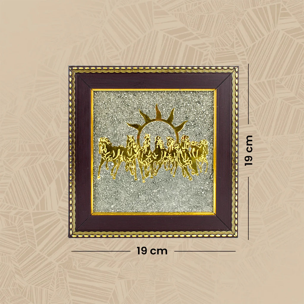 7 Horses on Raw Pyrite Frame