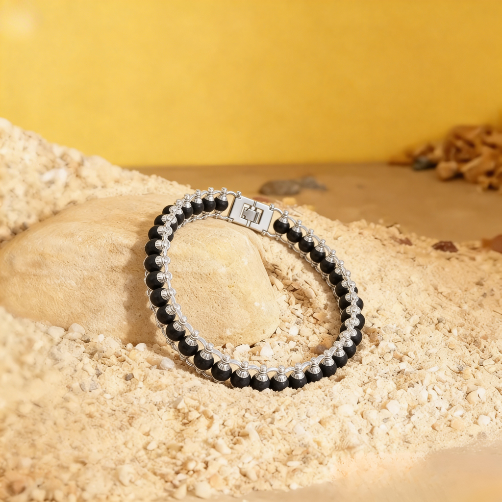 Cycle Karungali Silver Plated Bracelet
