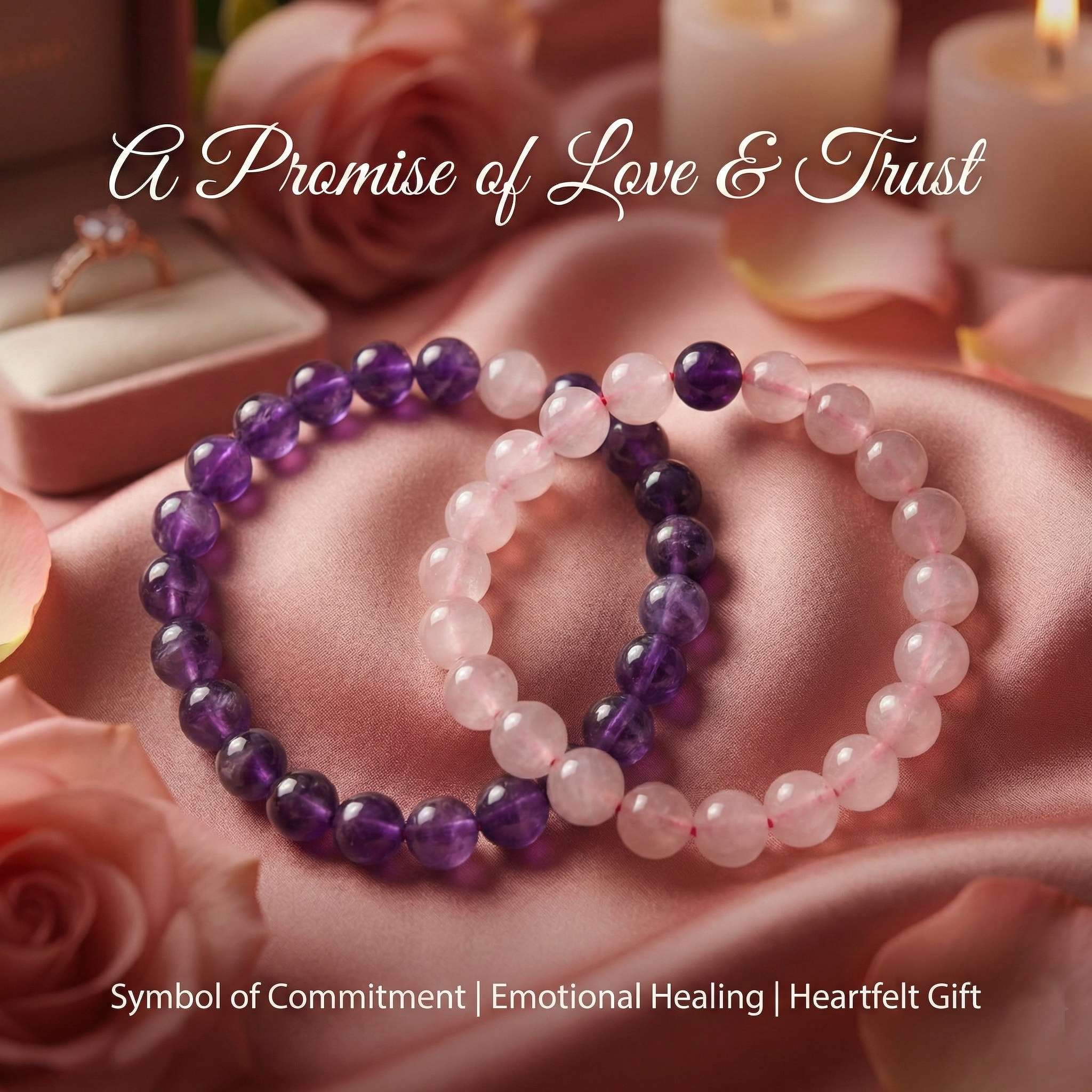 Soulmate Couple Bracelet- Amethyst and Rose Quartz