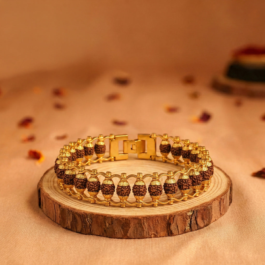 Gold Plated Cycle Rudraksha Bracelet