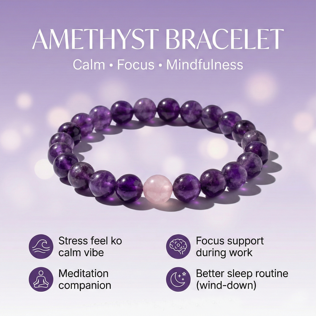 Soulmate Couple Bracelet- Amethyst and Rose Quartz