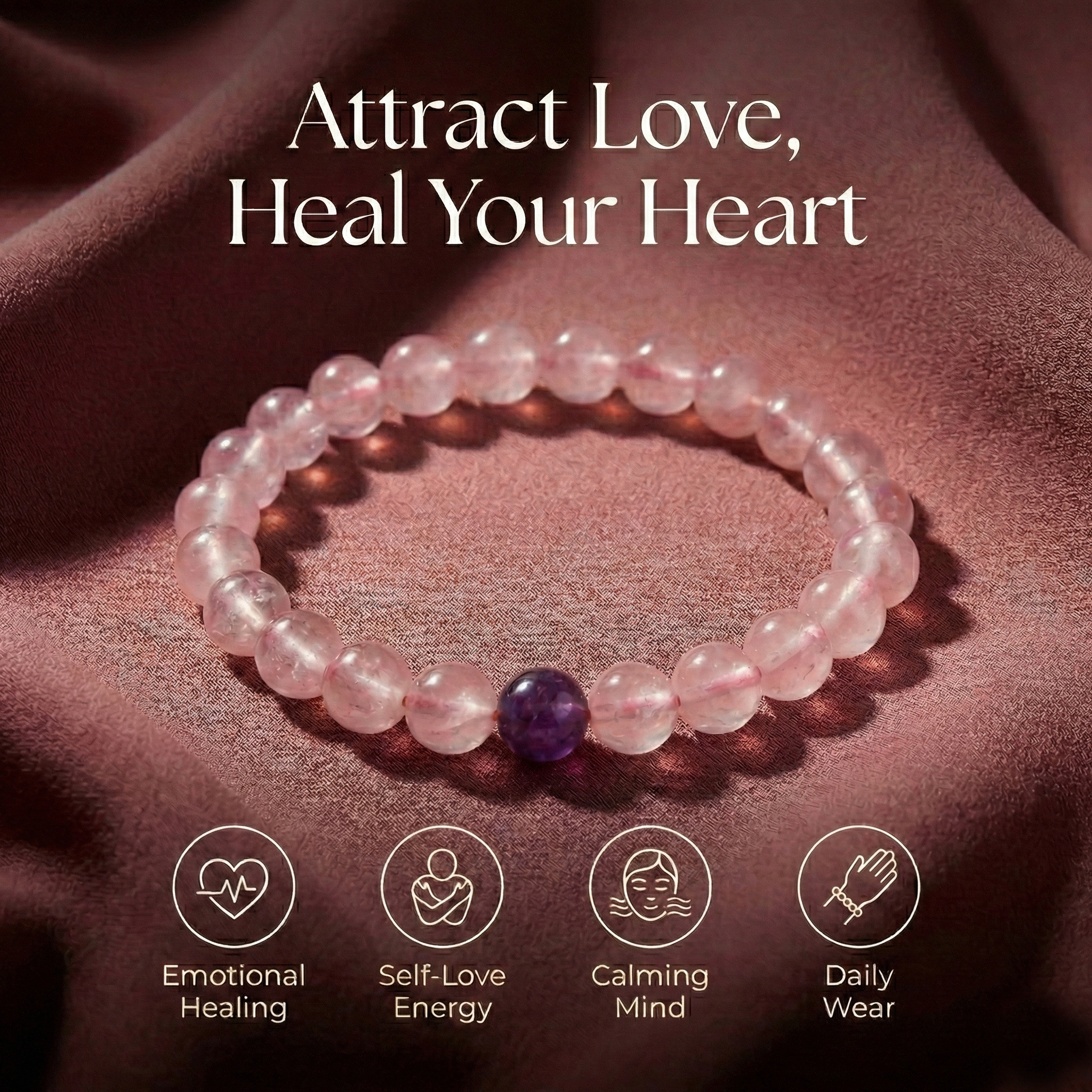 Soulmate Couple Bracelet- Amethyst and Rose Quartz