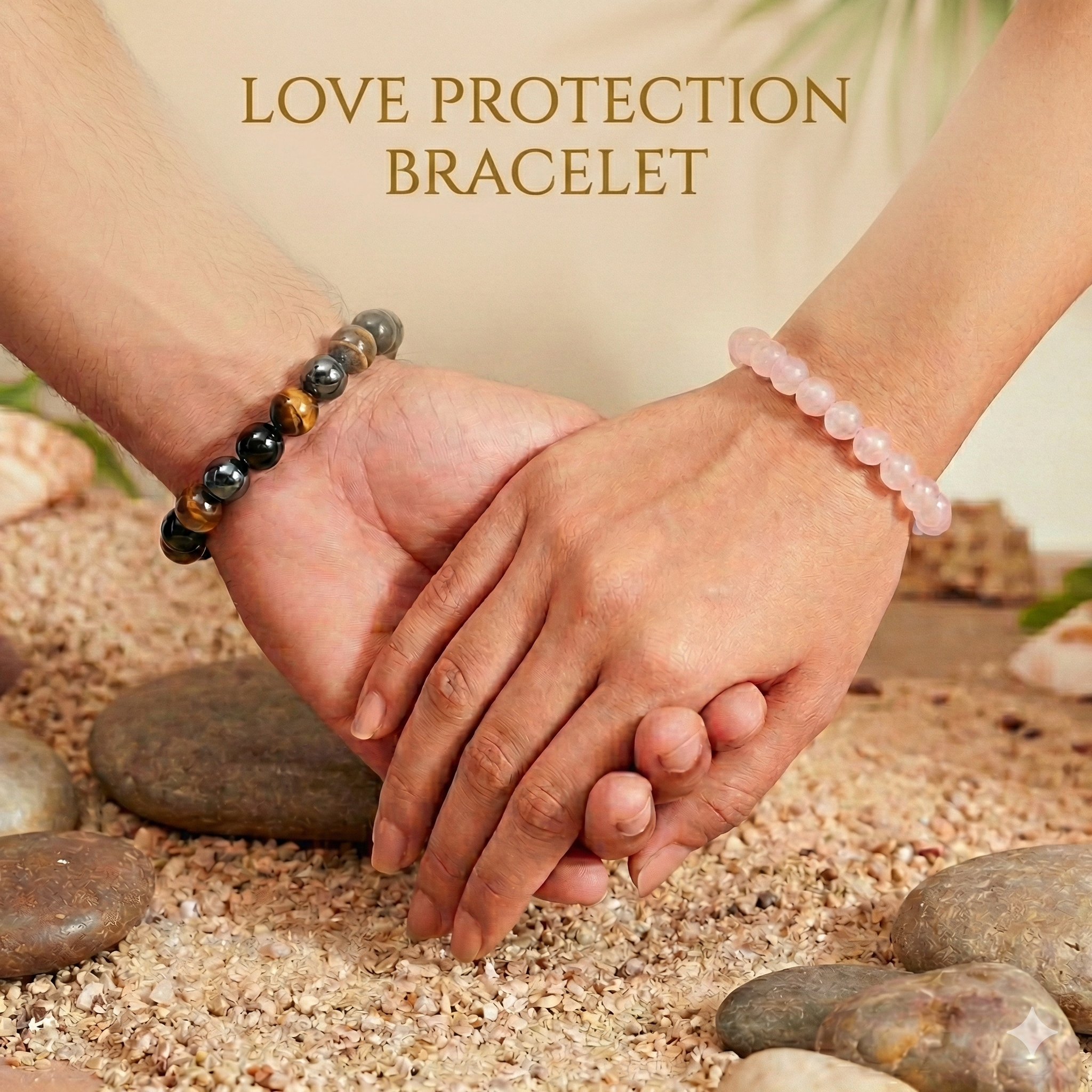 Love Protection Bracelet Combo - Rose Quartz + Triple Protection Bracelet