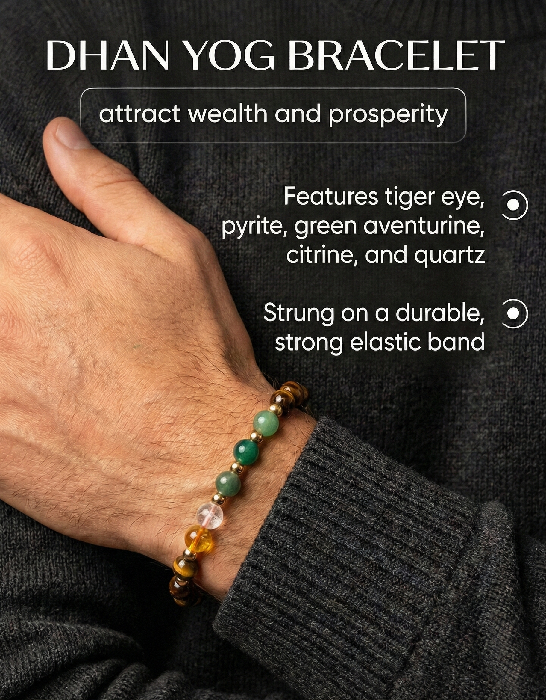 Dhan Yog Money Attract Bracelet- Five Stones, Infinite Prosperity