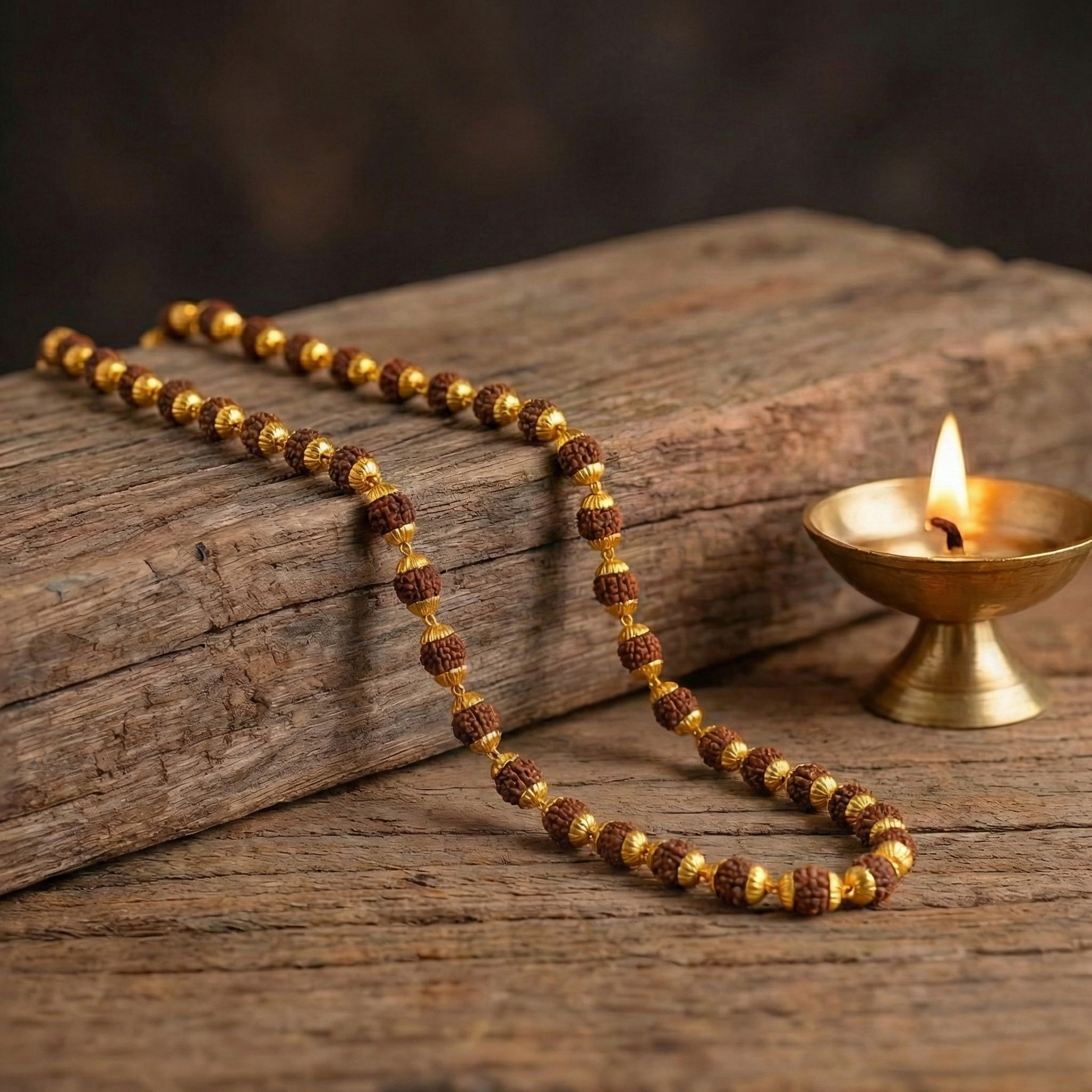 Gold Plated Rudraksha Mala