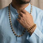 Rudra Tejas Combo | Gold Plated Rudraksha Mala and Cycle Rudraksha Bracelet