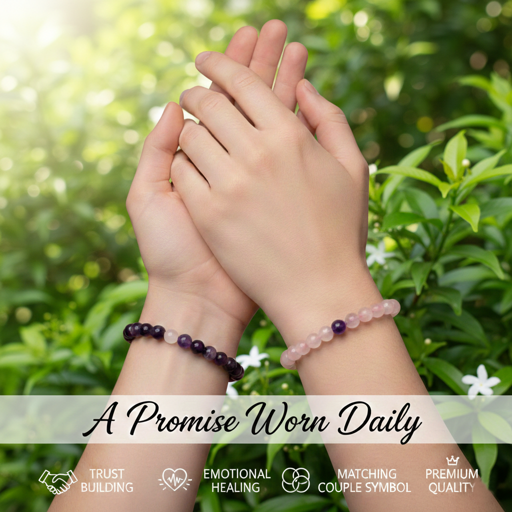 Soulmate Couple Bracelet- Amethyst and Rose Quartz