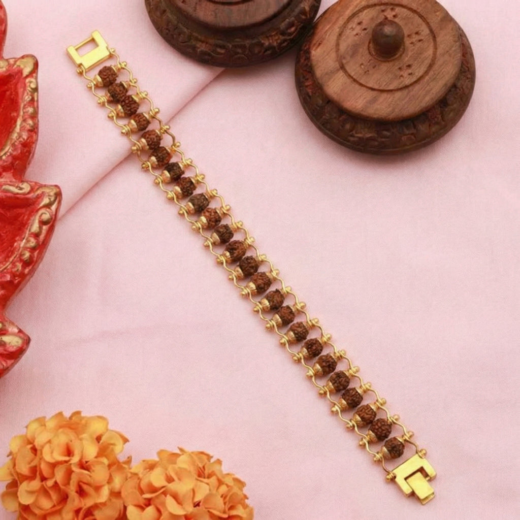 Rudra Tejas Combo | Gold Plated Rudraksha Mala and Cycle Rudraksha Bracelet
