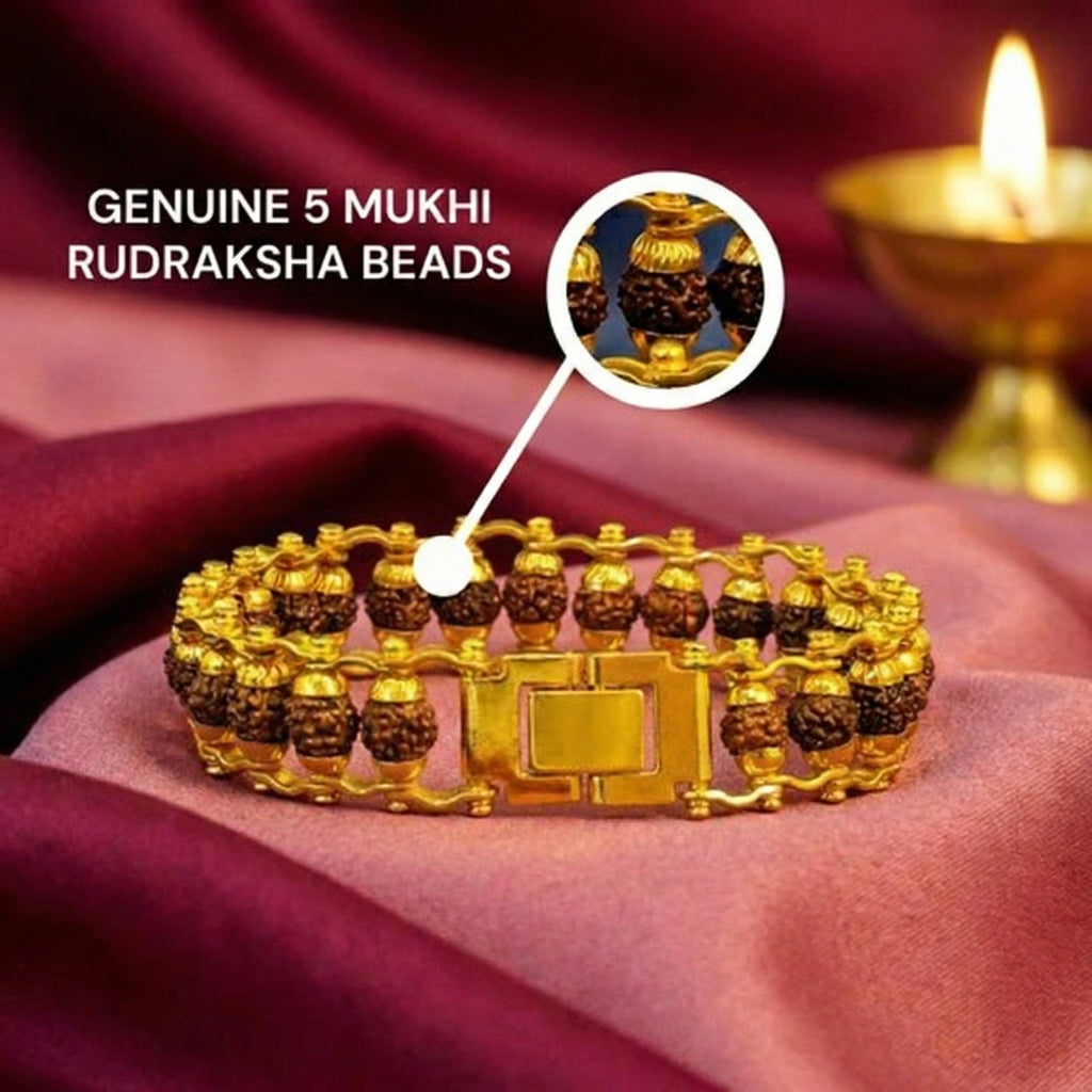 Rudra Tejas Combo | Gold Plated Rudraksha Mala and Cycle Rudraksha Bracelet