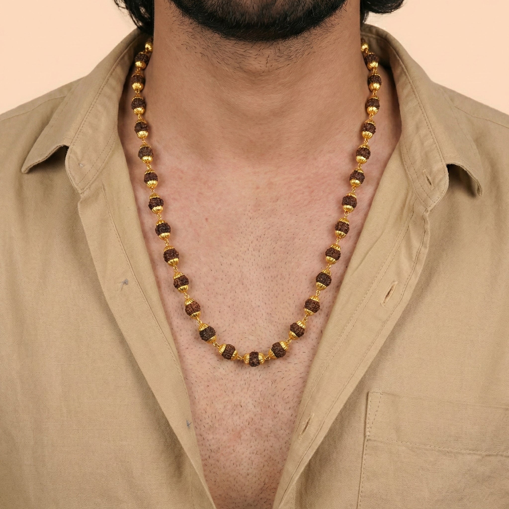 Rudra Gold Combo | Gold Plated Rudraksha Mala + Box Shape Rudraksha Gold Bracelet