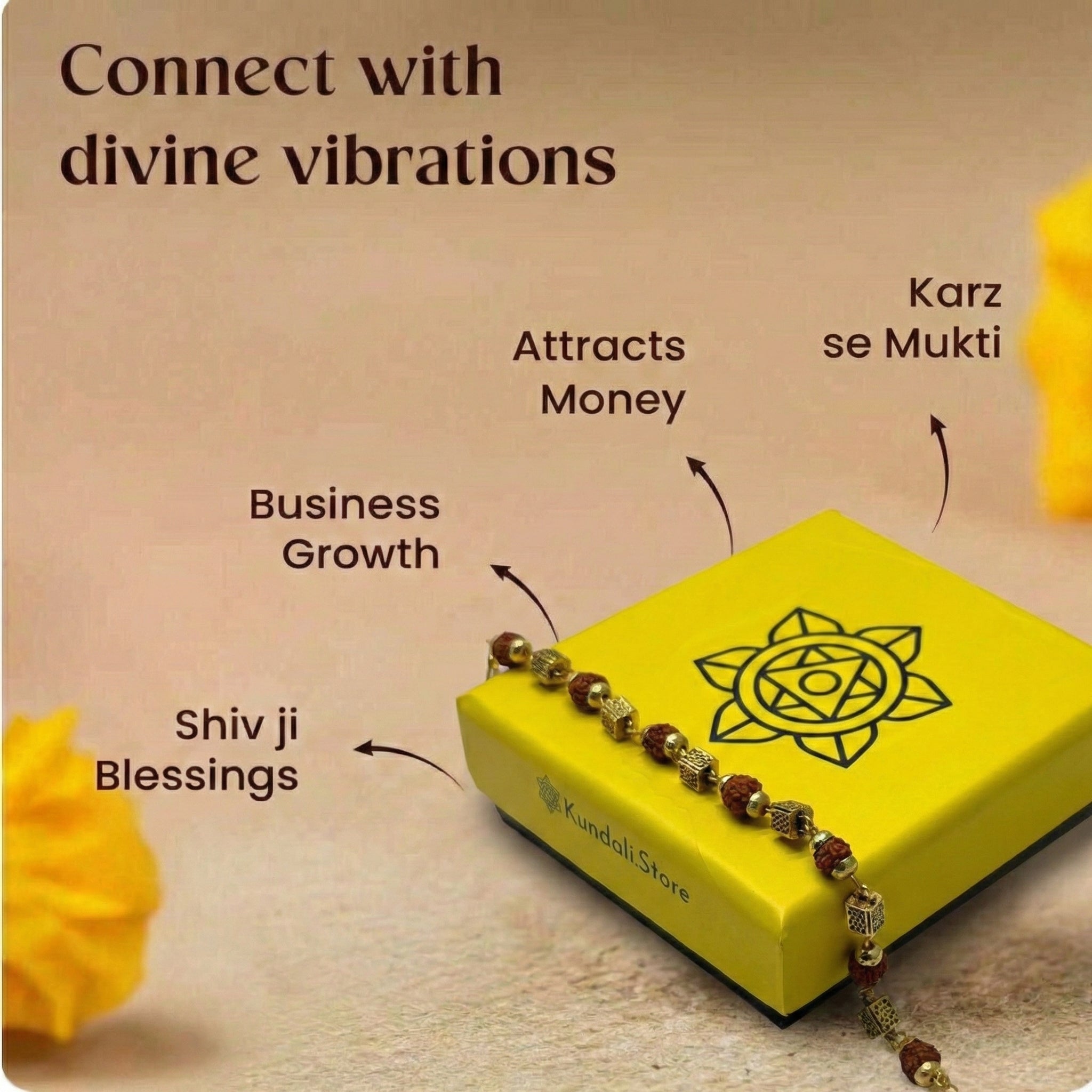 Rudra Gold Combo | Gold Plated Rudraksha Mala + Box Shape Rudraksha Gold Bracelet