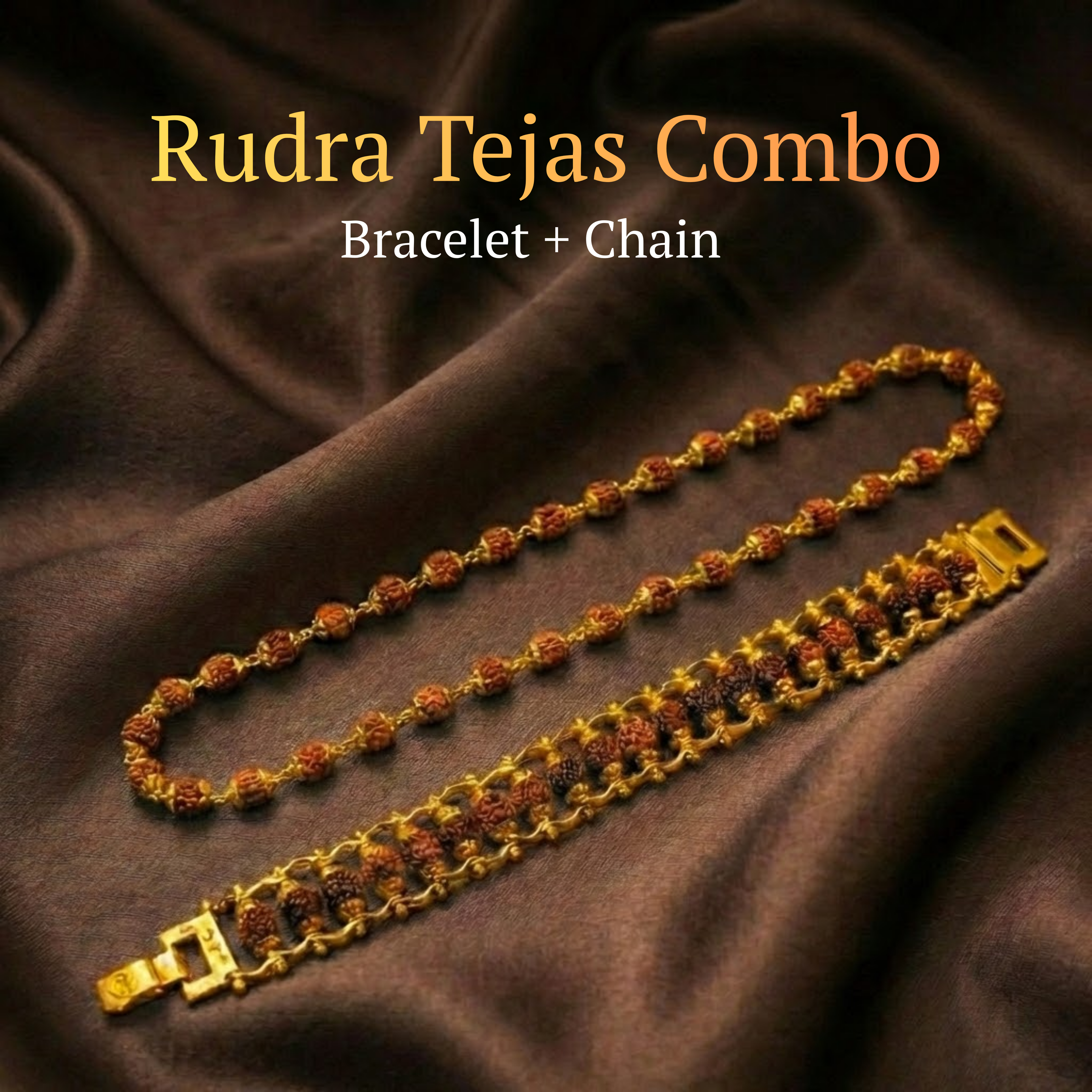 Rudra Tejas Combo | Gold Plated Rudraksha Mala and Cycle Rudraksha Bracelet