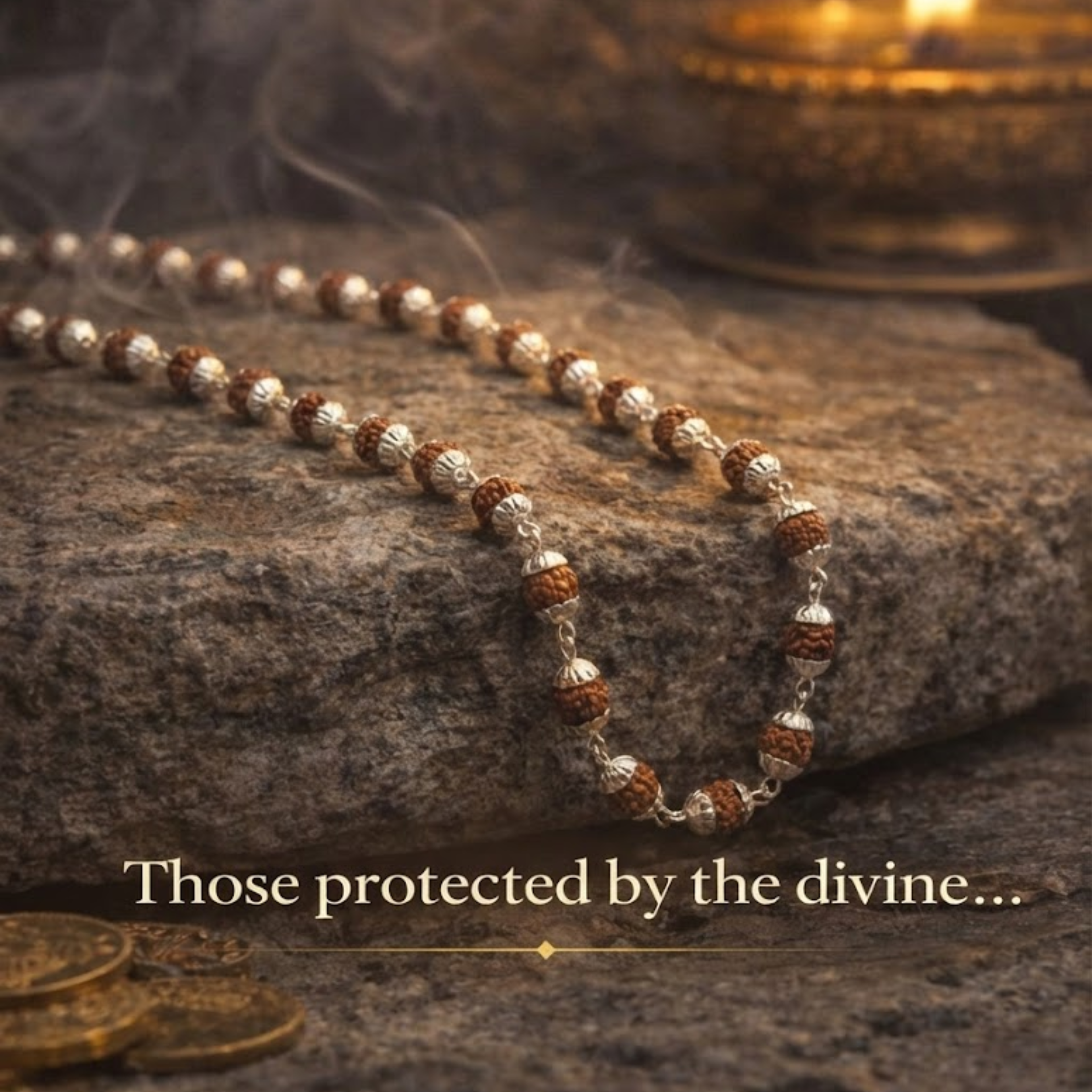 Rudra–Shakti Divine Silver Combo | Box Shaped Rudraksha Silver Bracelet + German Silver Rudraksha Mala