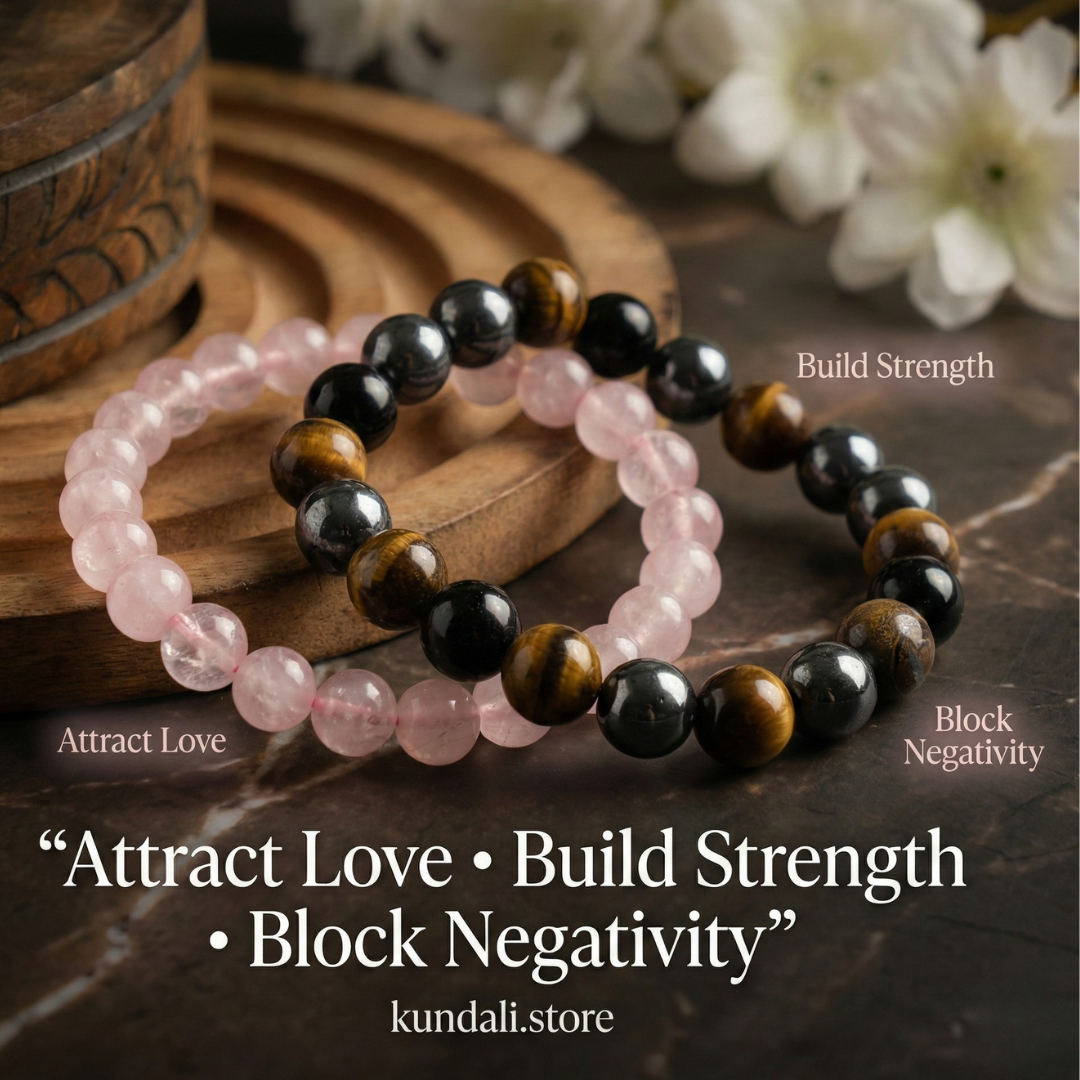 Love Protection Bracelet Combo - Rose Quartz + Triple Protection Bracelet