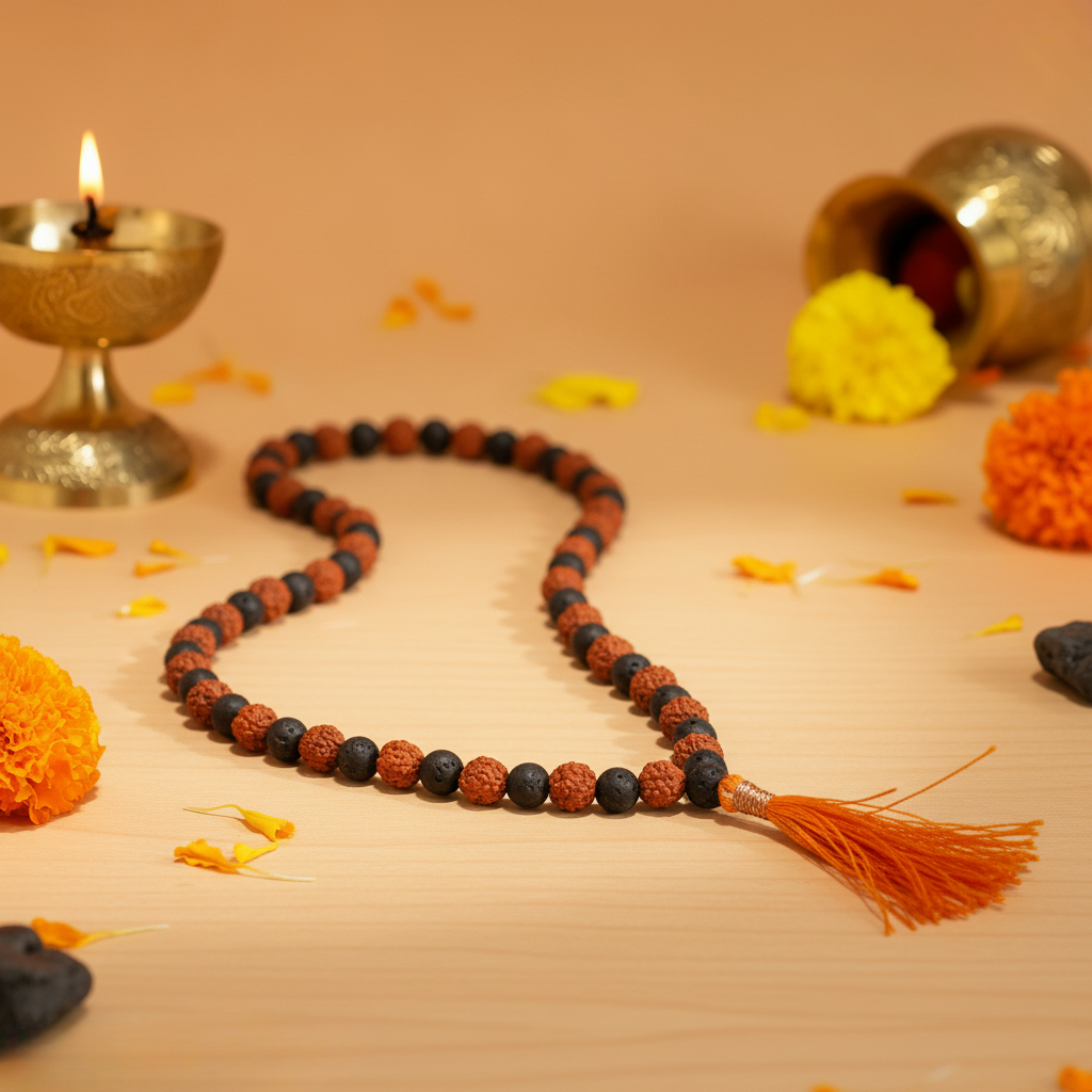 Rudraksha Karungali Malai
